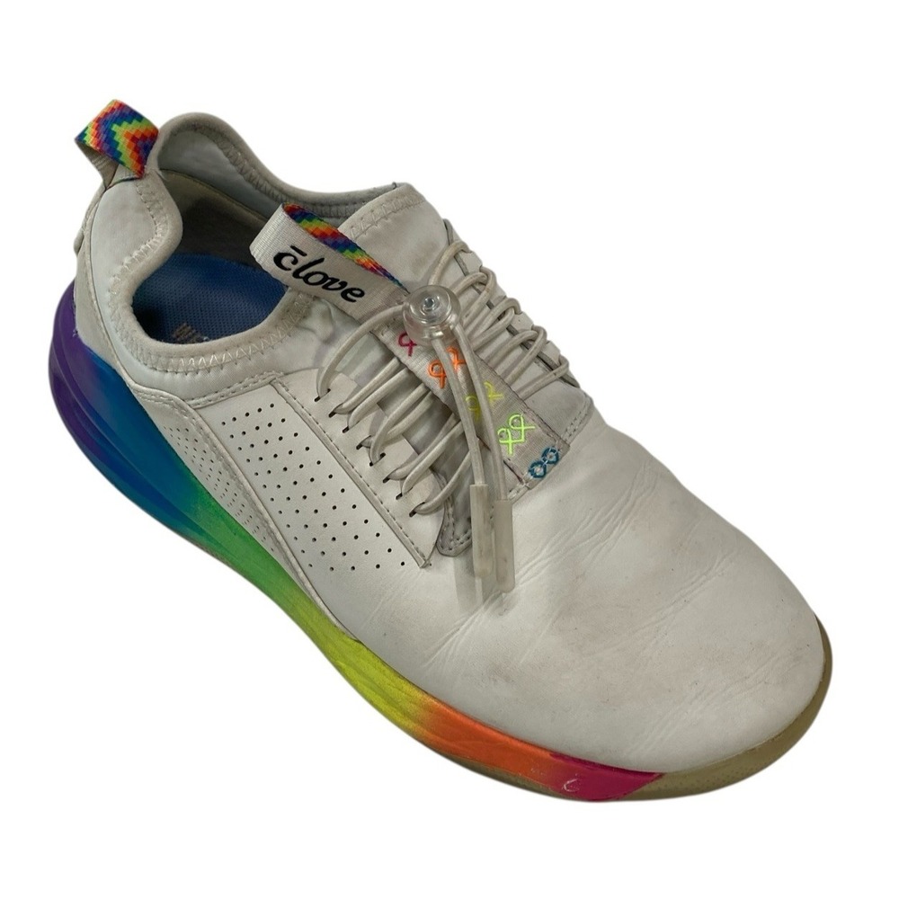 Clove 6.5 Rainbow Soul White Leather Ltd Edition Shoes‎ Nursing Sneakers Womans